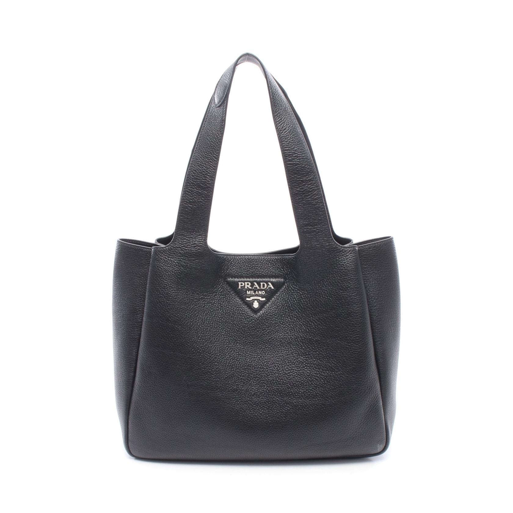 프라다 프라다 미디엄 토트 백 백 가죽 여성 블랙 1BG338 [중고]