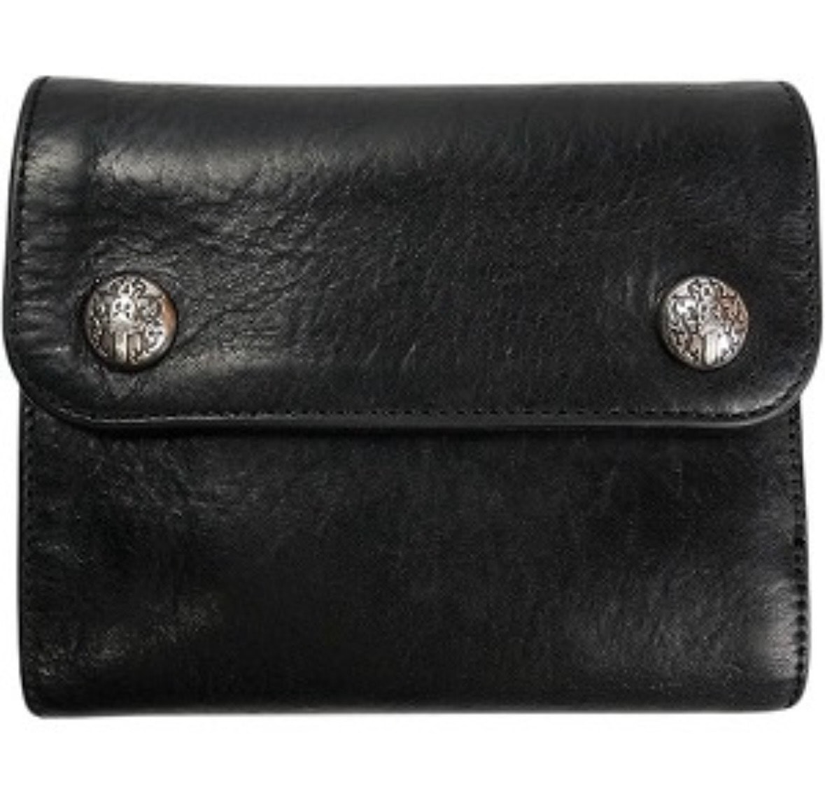 Chrome Hearts Wave Mini Dagger Button Leather Wallet "Black/Silver"