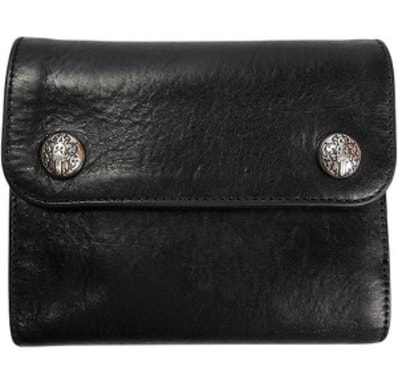 Chrome Hearts Wave Mini Dagger Button Leather Wallet "Black/Silver"