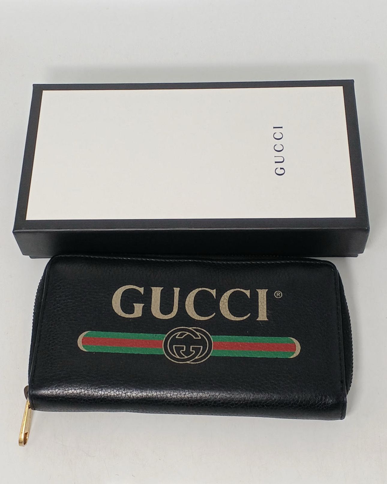 GUCCI Vintage Logo Print Zip Around Wallet "Black"