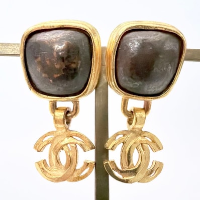 CHANEL シャネル ココマーク カラーストーン スイングイヤリング レディース ヴィンテージ アクセサリー ゴールド 超美品