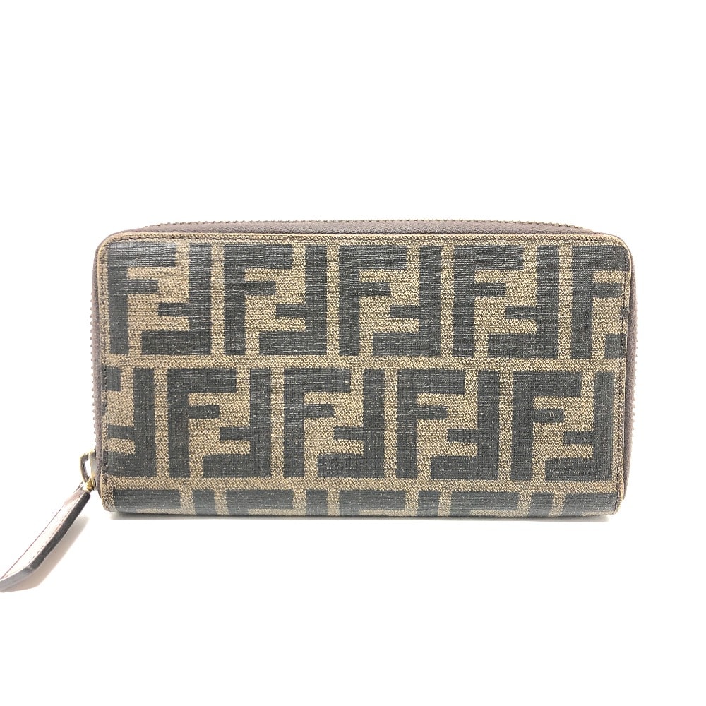 フェンディ FENDI ズッカ 7M0174 ロングウォレット ラウンドファスナー長財布 長財布 PVC/レザー ブラウン