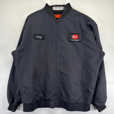 古着 レッドキャップ RED KAP ワークジャケット 大きいサイズ フルジップ ワッペン 企業ロゴ ブルゾン 3XL グレー系 メンズ