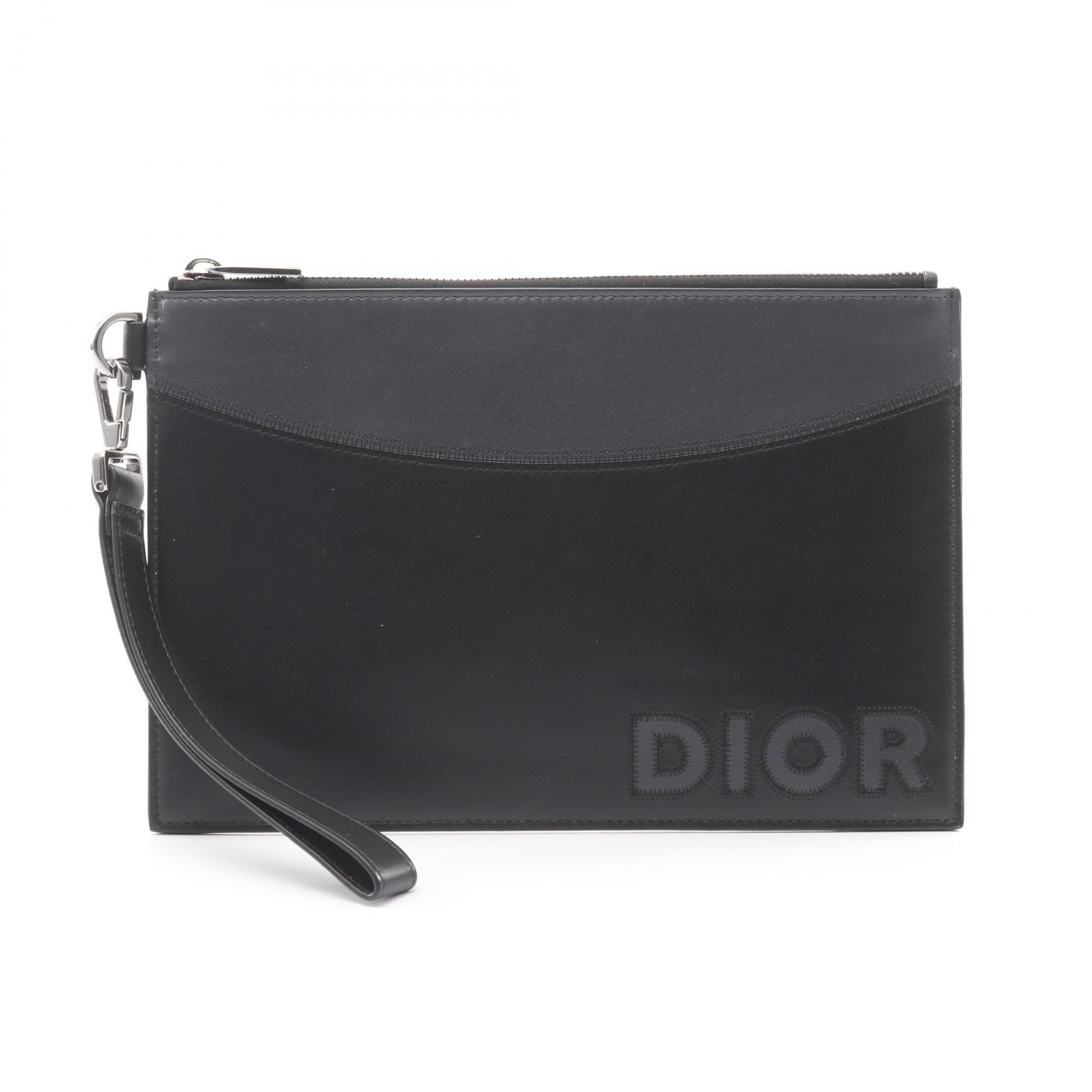 ディオール Dior セカンドバッグ クラッチバッグ バッグ レザー メンズ ブラック系 / グレー系 【中古】