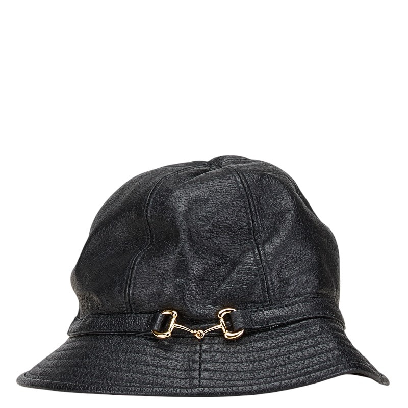 GUCCI グッチ ホースビット レザー バケットハット B (目立った傷や汚れなし)】グッチ ホースビット バケットハット