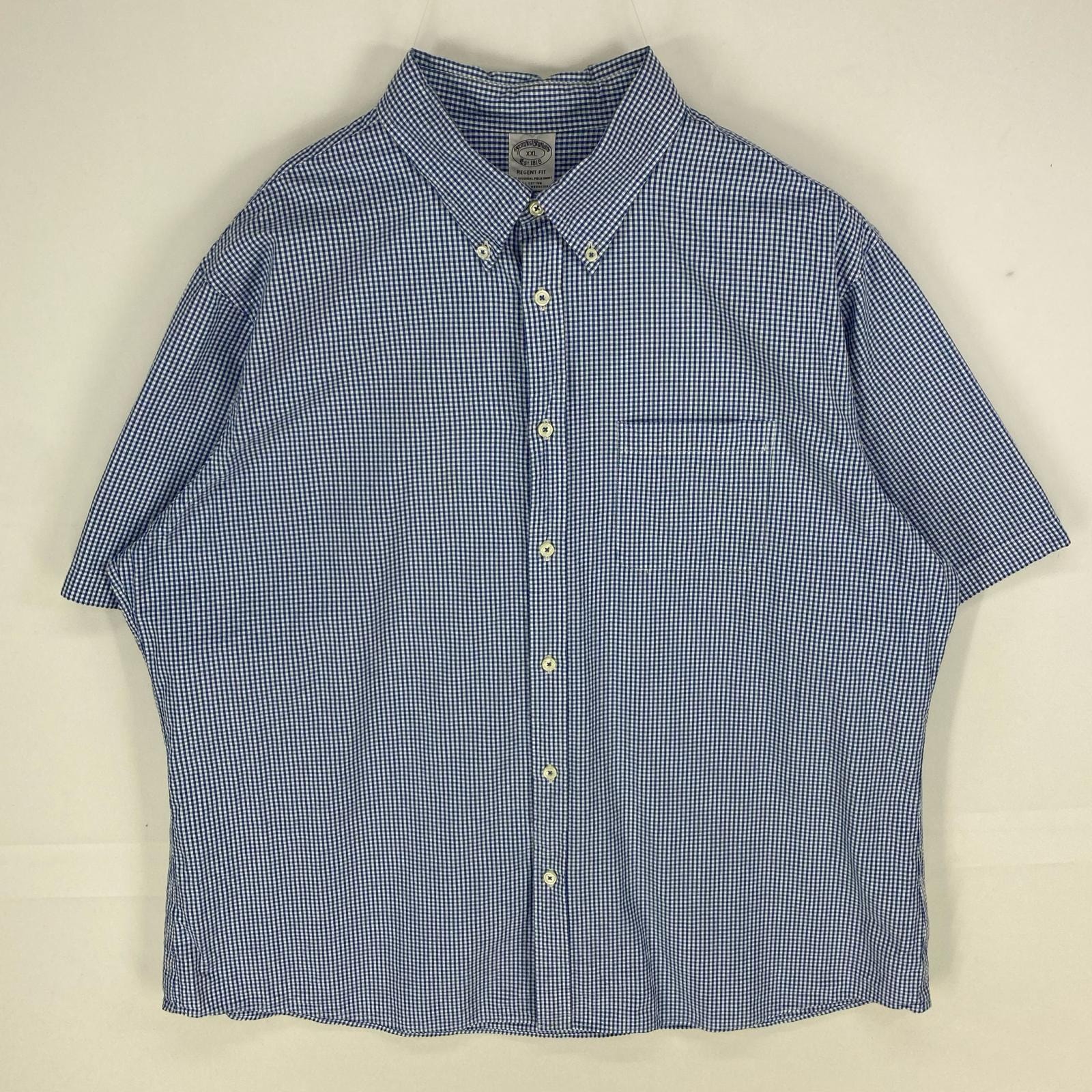 古着 ブルックスブラザーズ Brooks Brothers シアサッカー 半袖シャツ ボタンダウン REGENT 2XL  ブルー系 チェック メンズ