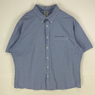 古着 ブルックスブラザーズ Brooks Brothers シアサッカー 半袖シャツ ボタンダウン REGENT 2XL ブルー系 チェック メンズ