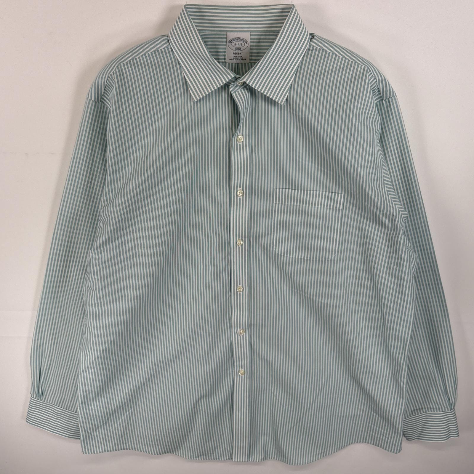古着 ブルックスブラザーズ Brooks Brothers 長袖シャツ 胸ポケ 1818 REGENT 17-4/5 XL グリーン系 ストライプ メンズ