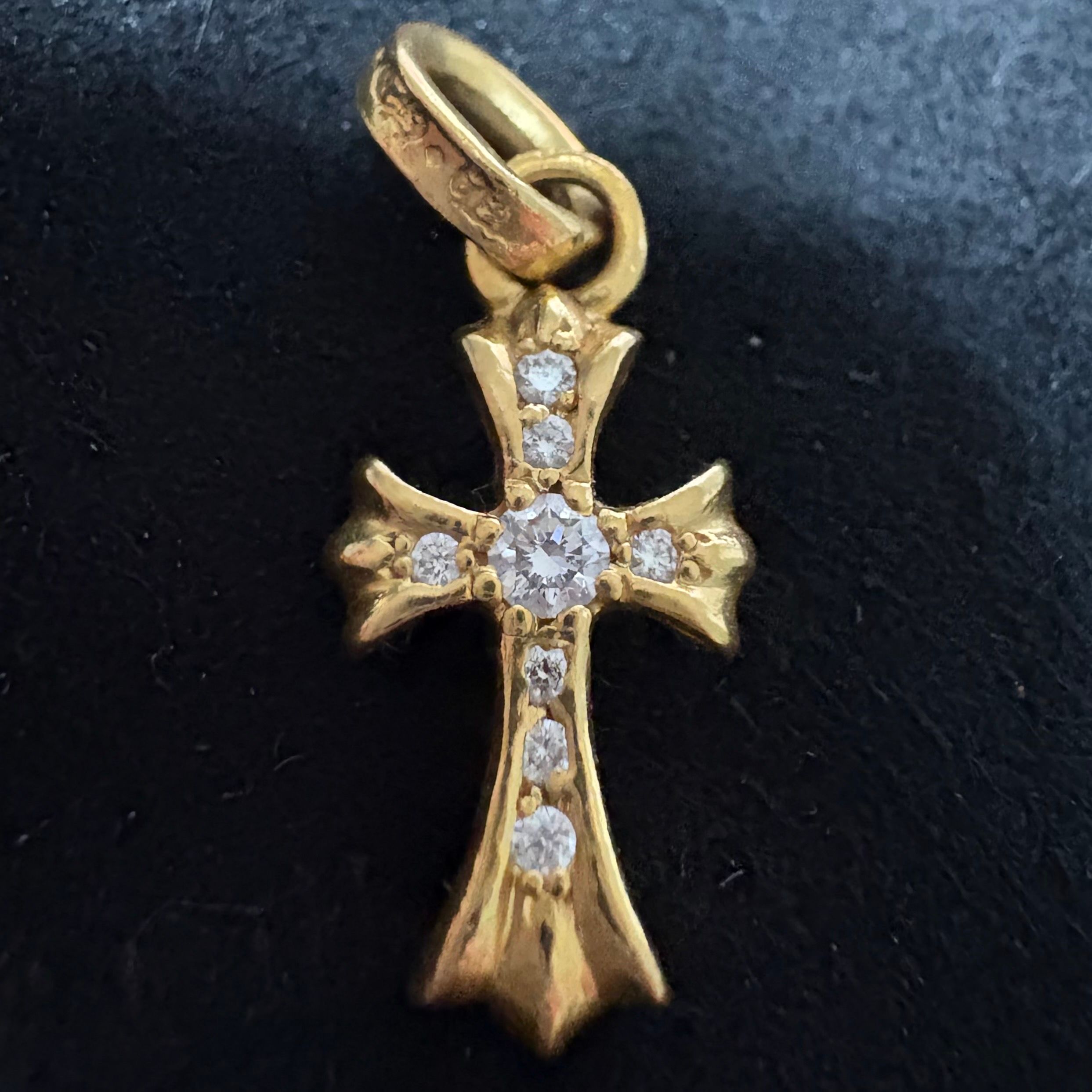 Chrome Hearts 22K CH Cross Baby Fat Charm with Pave Diamond "Yellow Gold"