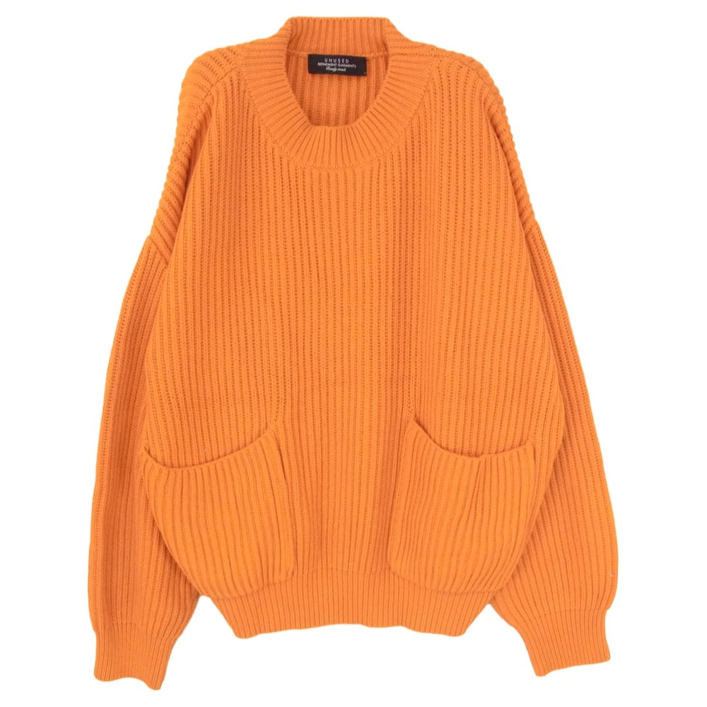 UNUSED アンユーズド US1606 3G pullover knit  サイド ポケット クルーネック 丸首 ニット セーター オレンジ系 2【中古】