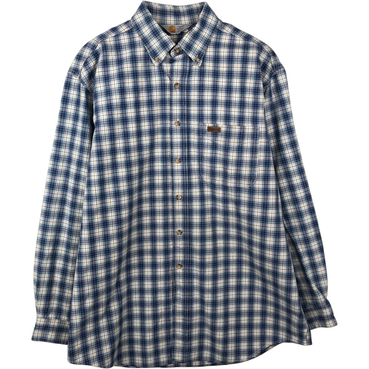 古着 カーハート Carhartt チェック柄 長袖 ボタンダウン ワークシャツ USA製 メンズL相当/eaa637998