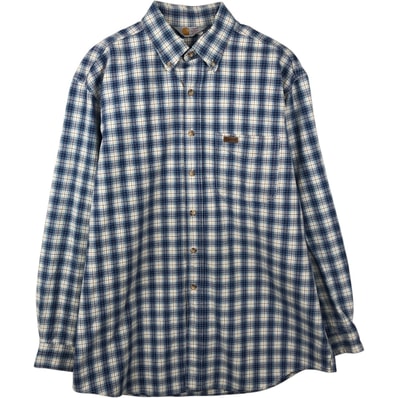 古着 カーハート Carhartt チェック柄 長袖 ボタンダウン ワークシャツ USA製 メンズL相当/eaa637998