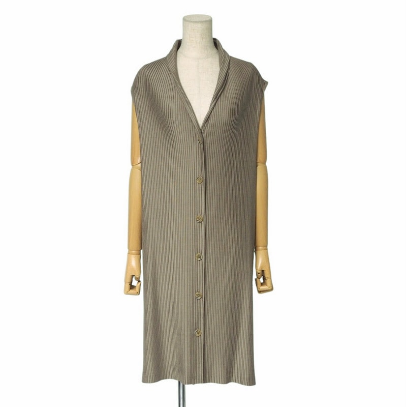 ■美品■ISSEY MIYAKE イッセイミヤケ ワンピース サイズ2 FETE フェット プリーツ シャツワンピース ノースリーブ ブランド古着【中古】20241224/RA2182