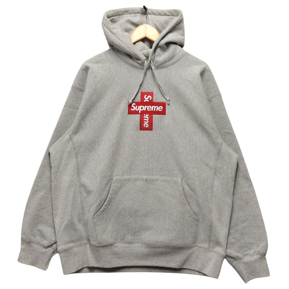 Supreme Cross Box Logo Hooded Sweatshirt "Grey"