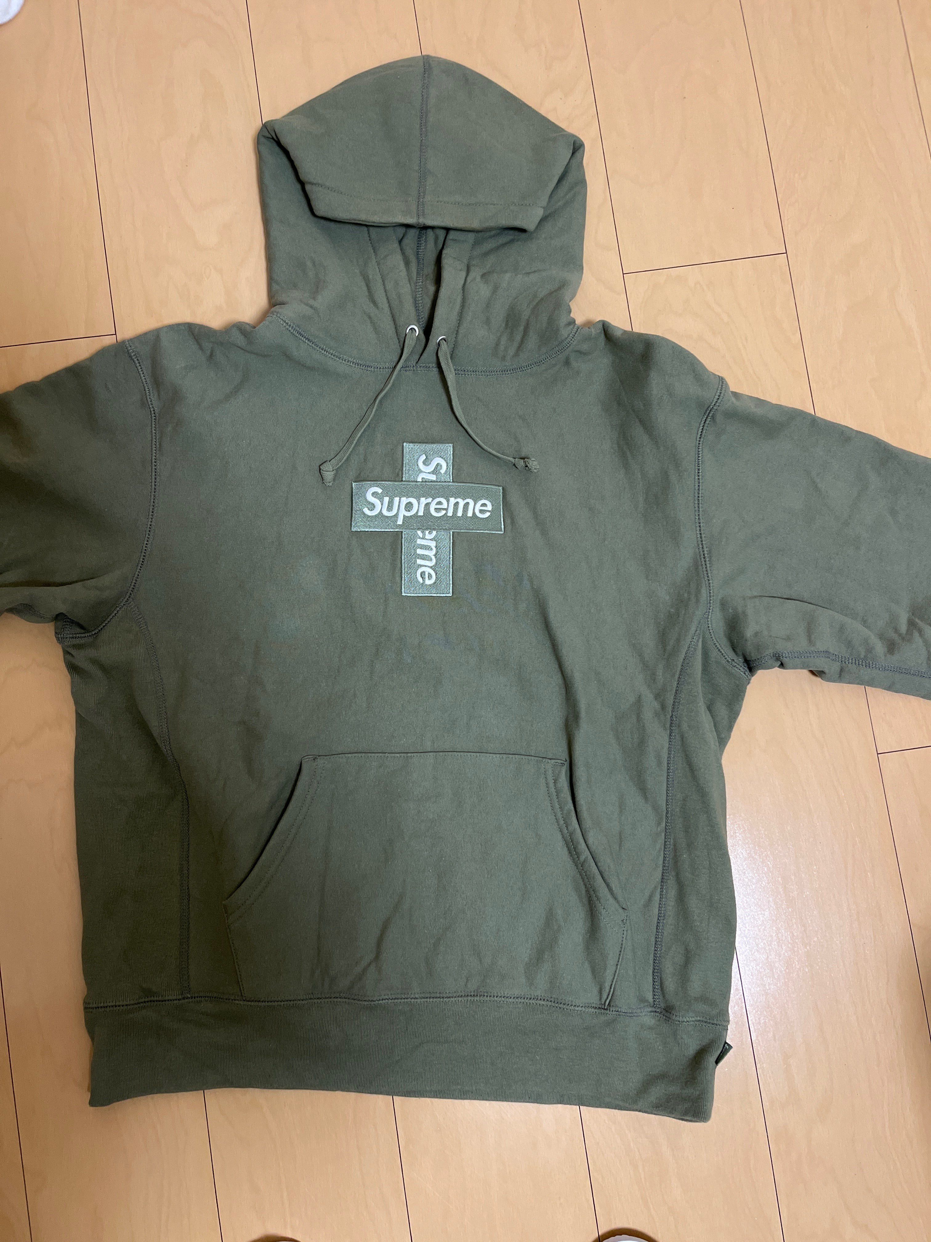 Supreme Cross Box Logo Hooded Sweatshirt "Light Olive"