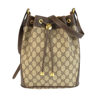 GUCCI グッチ ヴィンテージ シェリーライン ベージュ ブラウン ゴールド金具 GGスプリームキャンバス レザー/ ショルダーバッグ 602270 【中古】