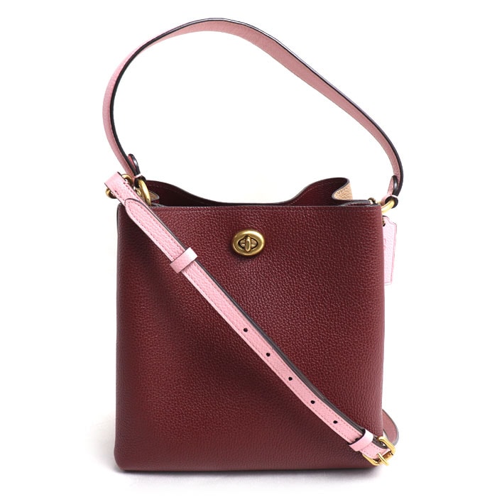 COACH コーチ チャーリーバスケットバッグ 2Wayショルダーバッグ ボルドー/ベージュ/ピンク 5152 レディース【中古】