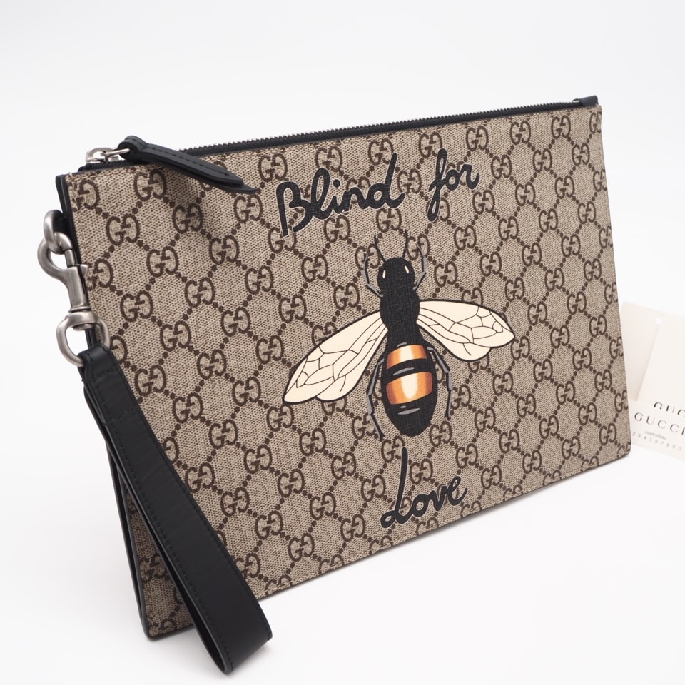GUCCI グッチ GGスプリーム クラッチバッグ 473904 クラッチバッグ ベージュ ブラウン マルチカラー コーティングキャンバス レザー メンズ