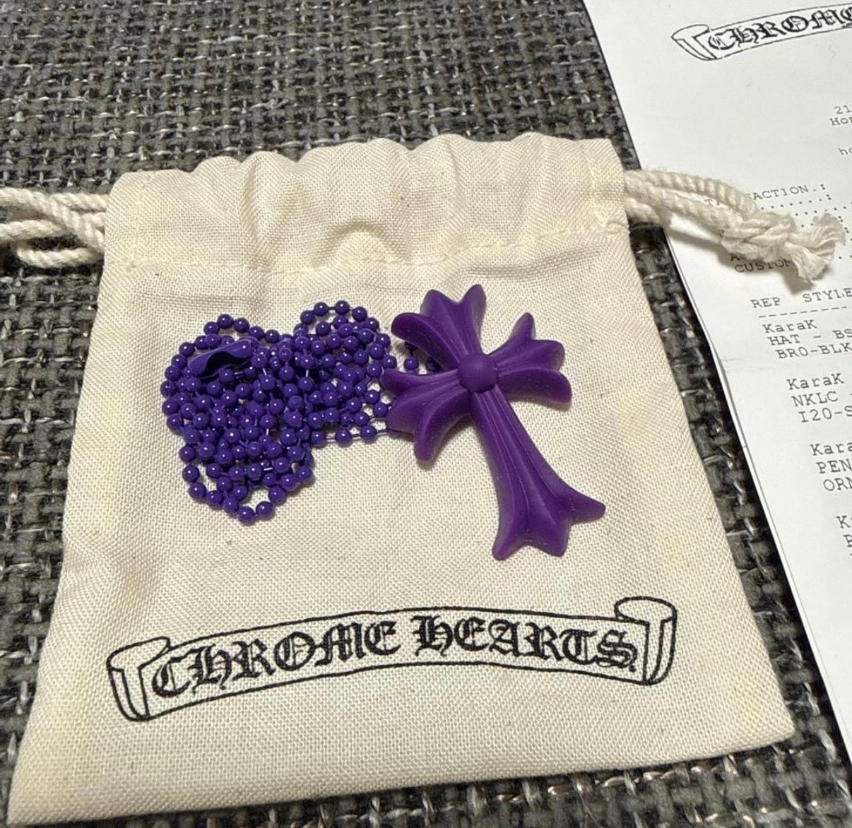 Chrome Hearts Rubber Small CH Cross Silicon Necklace "Purple"