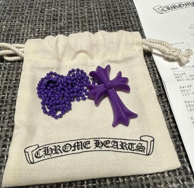 Chrome Hearts Rubber Small CH Cross Silicon Necklace "Purple"