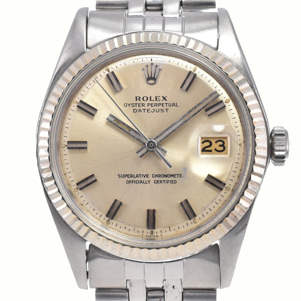 ロレックス ROLEX 1601 ヴィンテージ デイトジャスト Cal.1570 ワイドボーイ シルバー 自動巻き メンズ 良品 腕時計 K#142896