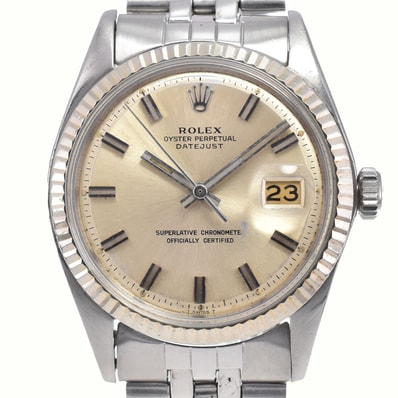ロレックス ROLEX 1601 ヴィンテージ デイトジャスト Cal.1570 ワイドボーイ シルバー 自動巻き メンズ 良品 腕時計 K#142896