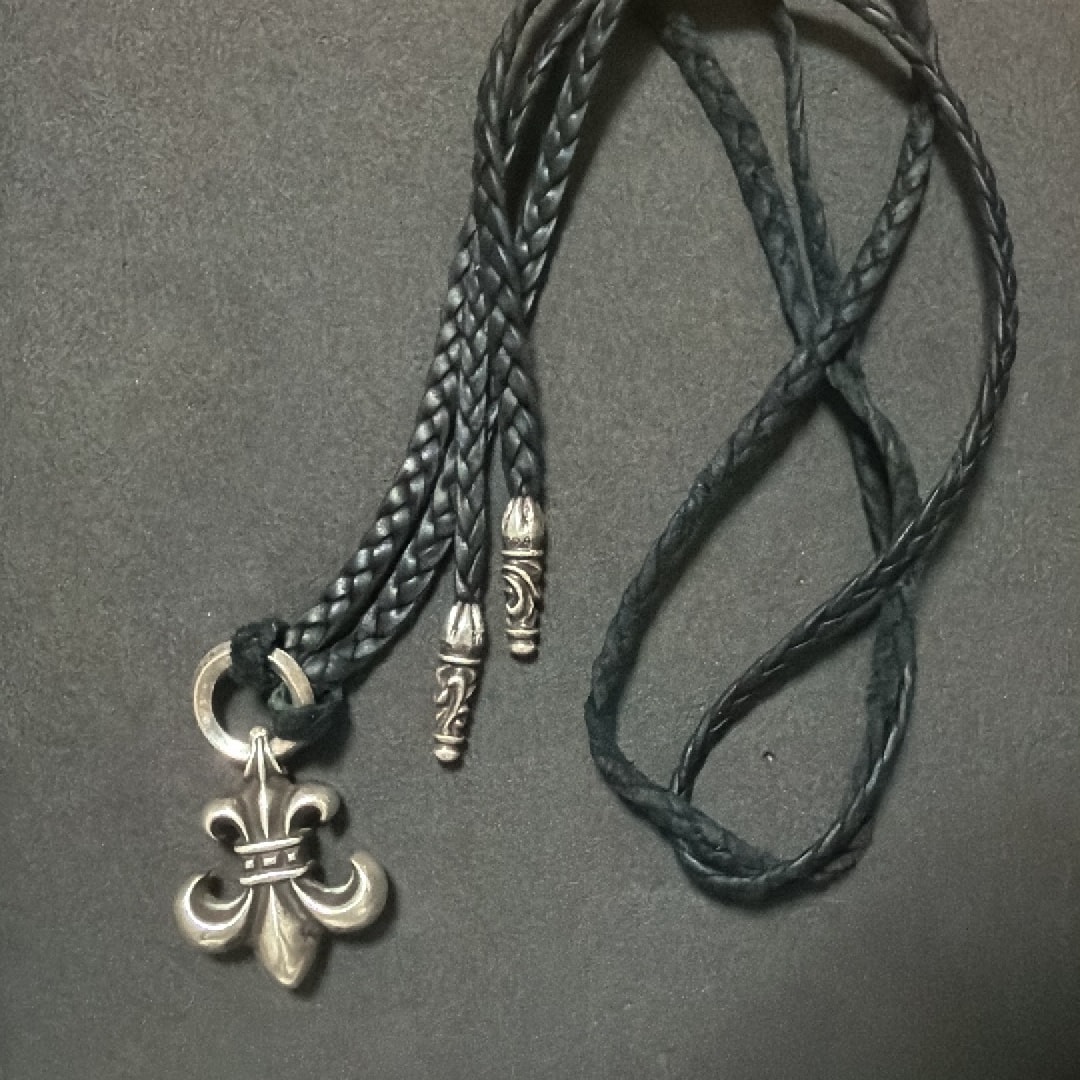 Chrome Hearts BS Fleur Pendant with Leather Blade SV925 Necklace "Silver/Black"