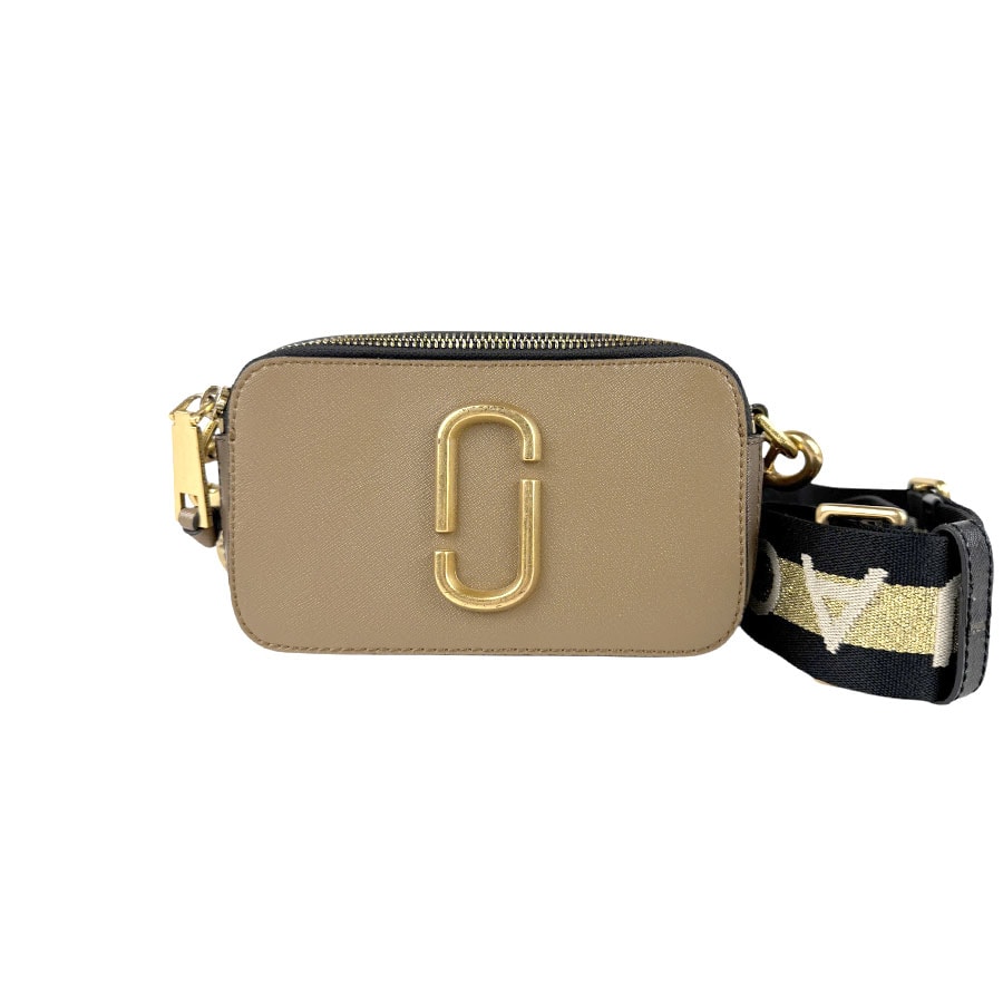 マークジェイコブス MARC JACOBS ショルダーバッグ スナップショット レザー ブラウン×ホワイト レディース【中古】 z4124