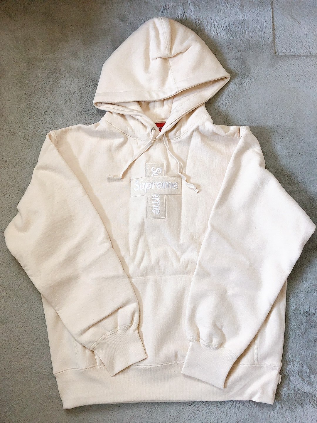 Supreme Cross Box Logo Hooded Sweatshirt "Natural"