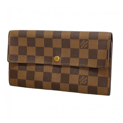 【6gd5293】ルイヴィトン 長財布 ダミエ ポルトモネクレディ N61725 エベヌ【中古】レディース