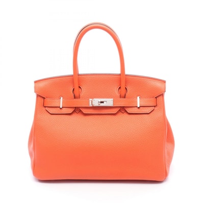 エルメス HERMES バーキン30 ハンドバッグ バッグ レザー トゴ トゴ オレンジポピー T刻印(2015年製造) レディース オレンジ系 【中古】