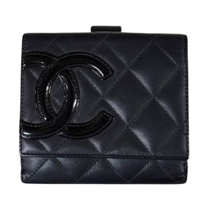 シャネル カンボン 二つ折り財布 レザー レディース CHANEL 中古