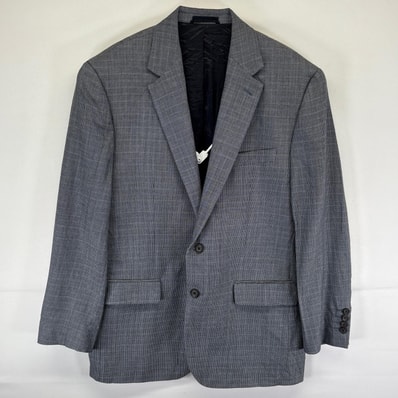 古着 ローレンラルフローレン LaurenRalphLauren テーラードジャケット ブレザー スーツ チェック シルク 42R グレー メンズ