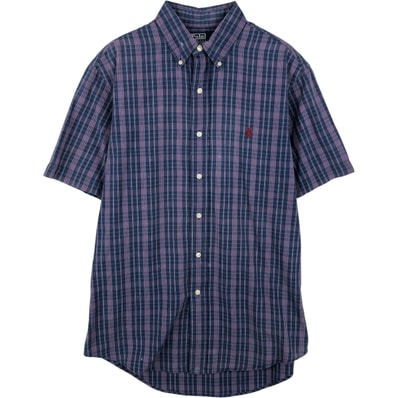 古着 ラルフローレン Ralph Lauren POLO by Ralph Lauren CUSTOM FIT 半袖 ボタンダウン チェックシャツ メンズM相当/eaa643953
