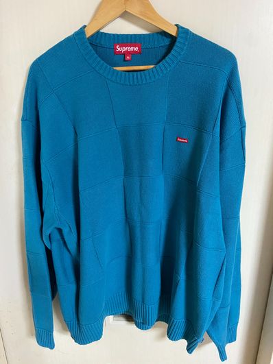 Supreme Tonal Checkerboard Small Box Sweater "Teal"