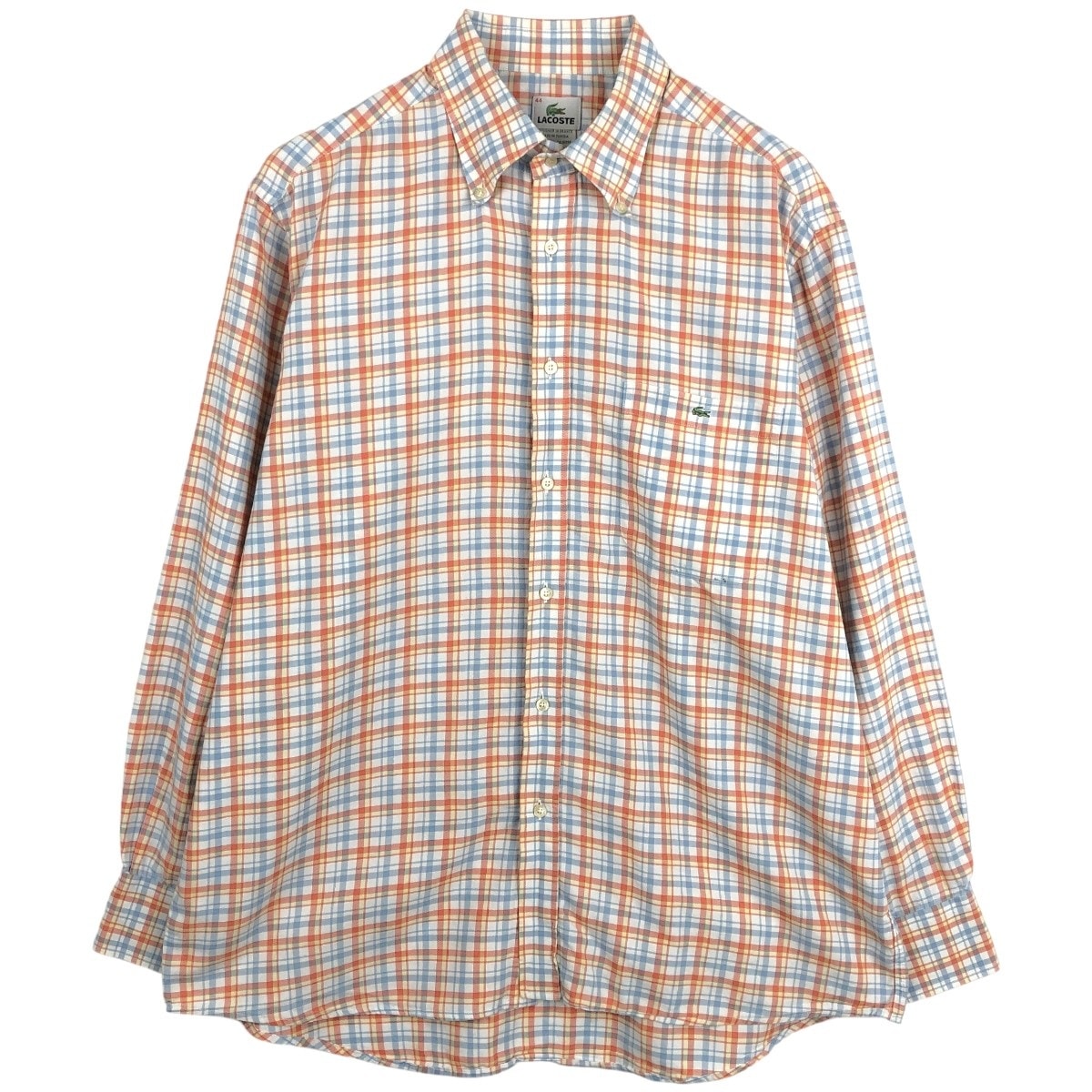 古着 ラコステ LACOSTE フランス企画 長袖 ボタンダウンチェックシャツ 44 メンズXL相当/eaa659930