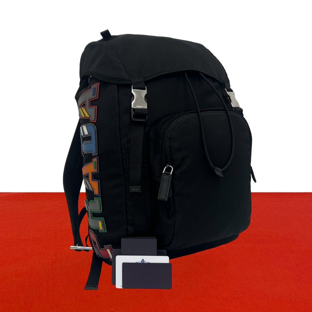 PRADA プラダ ロゴ ナイロン レザー リュックサック ブラック
 44566