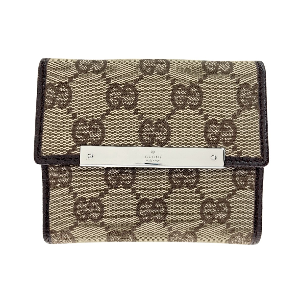 〇〇GUCCI グッチ GGキャンバス コンパクトウォレット Wホック 二つ折り財布 112716 ベージュ