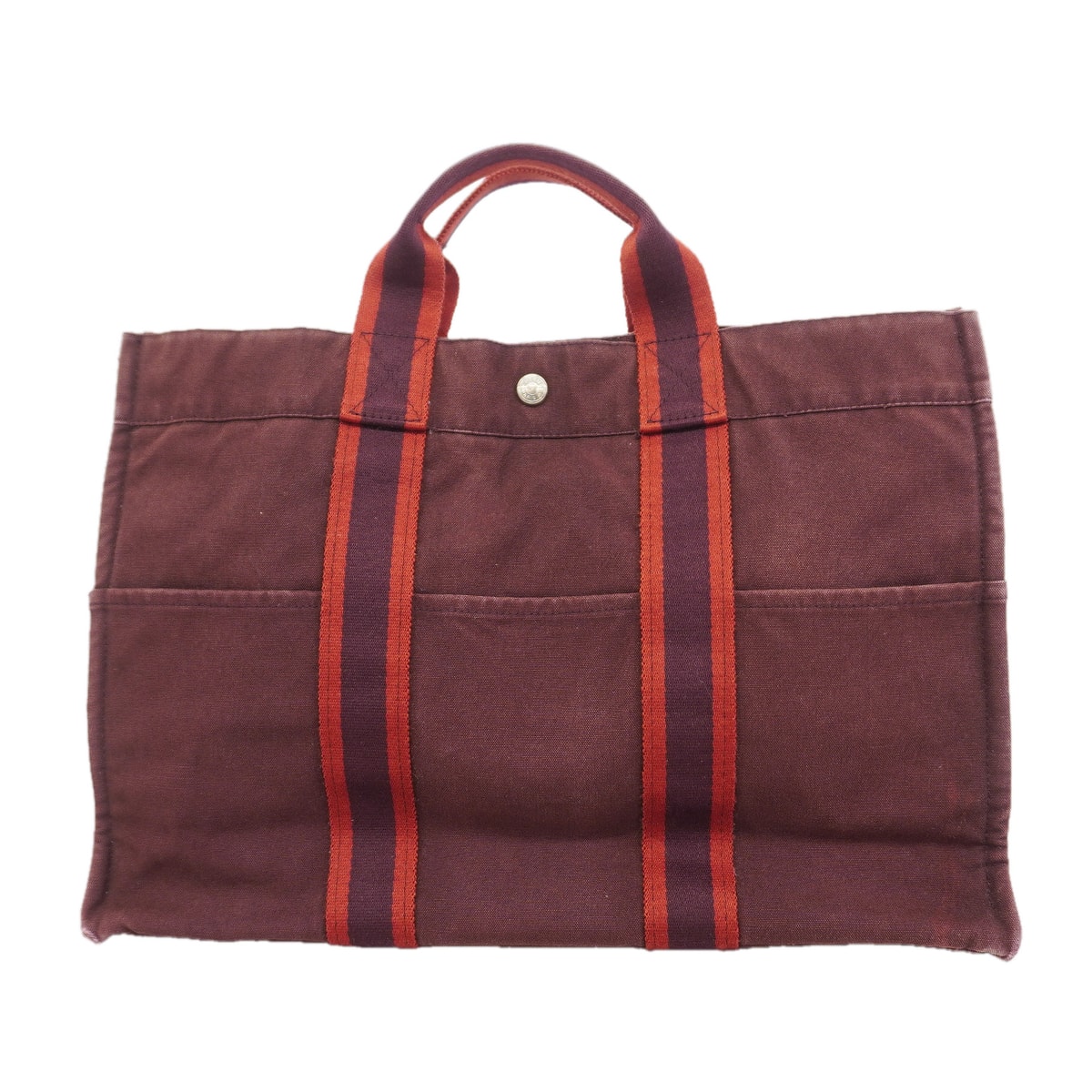 【6kd3460】エルメス トートバッグ フールトゥMM キャンバス ボルドー シルバー金具【中古】メンズ レディース ユニセックス