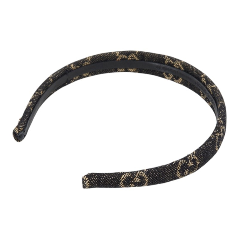 グッチ GG エコ ウォッシュ ド ヘアバンド カチューシャ 652835 202291 ブルー デニム レザー レディース GUCCI 【中古】