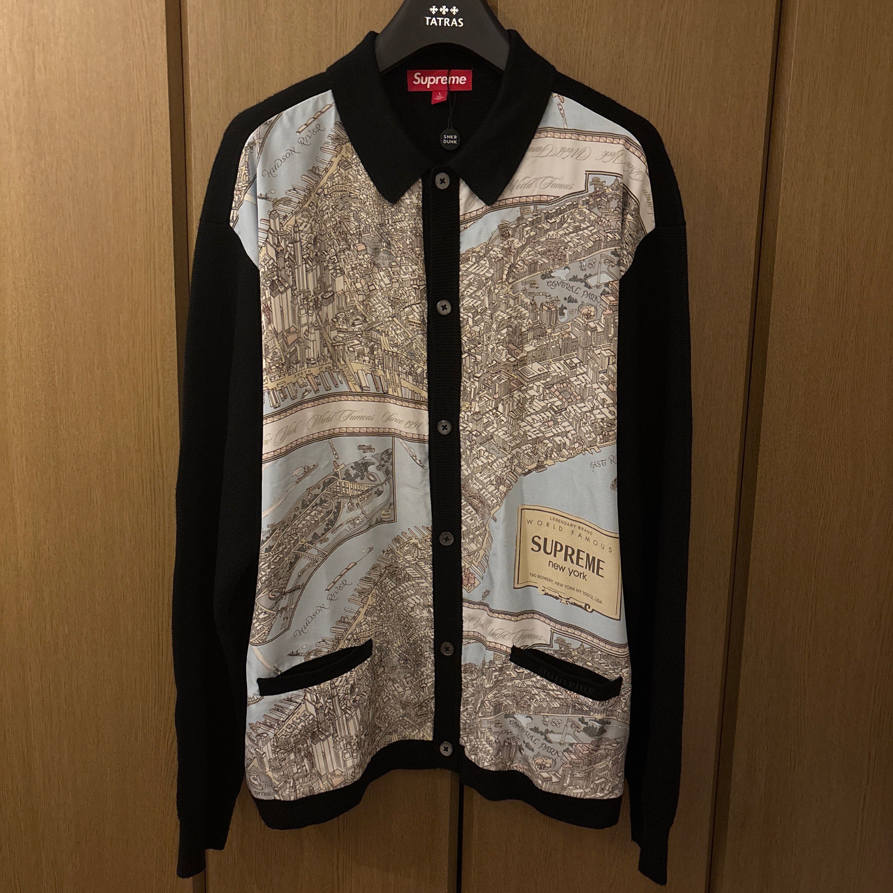 Supreme Silk Map Cardigan "Black"