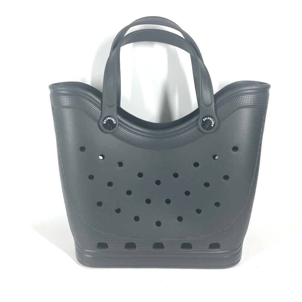 バレンシアガ BALENCIAGA ラバー ラージトートバッグ 702266 クロックス CROCS コラボ ショルダーバッグ カバン 肩掛け トートバッグ ラバー ブラック 新品同様