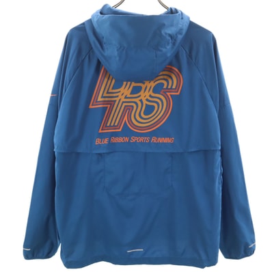 NIKE ナイキ バックプリント ランニング ウインドブレーカー L 青紺 ポケッタブル ジャケット