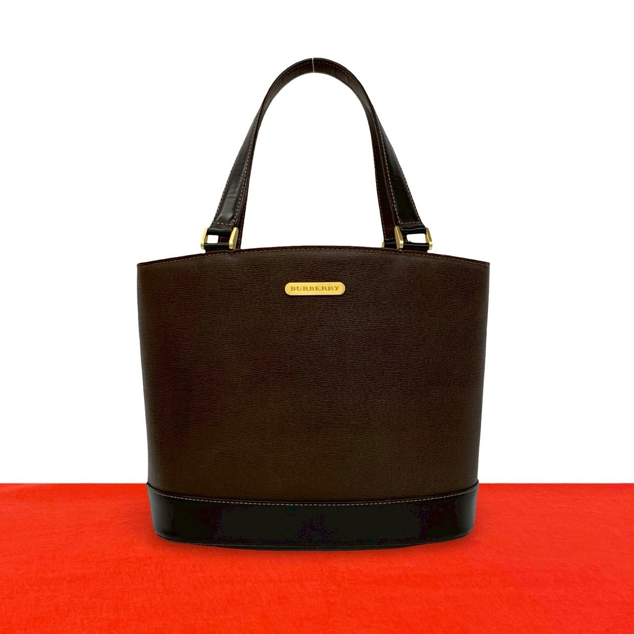 BURBERRY バーバリー ロゴ 金具 ノバチェック 柄 レザー ハンドバッグ ブラウン
 26430