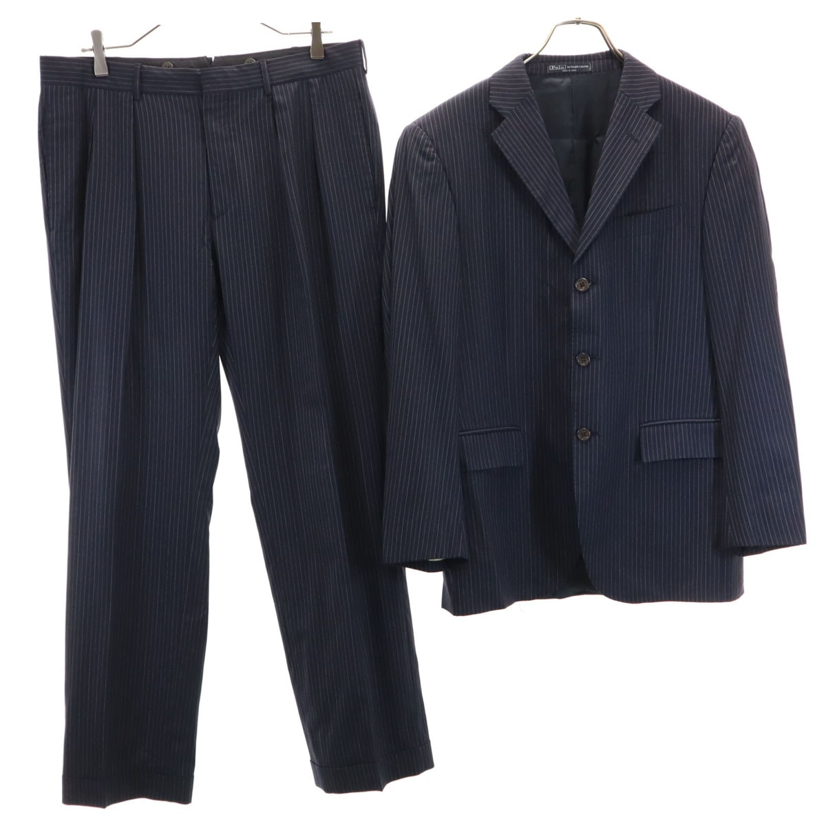 Polo by Ralph Lauren ポロバイラルフローレン イタリア製 ストライプ柄 スーツ 上下セットアップ 38S ネイビー