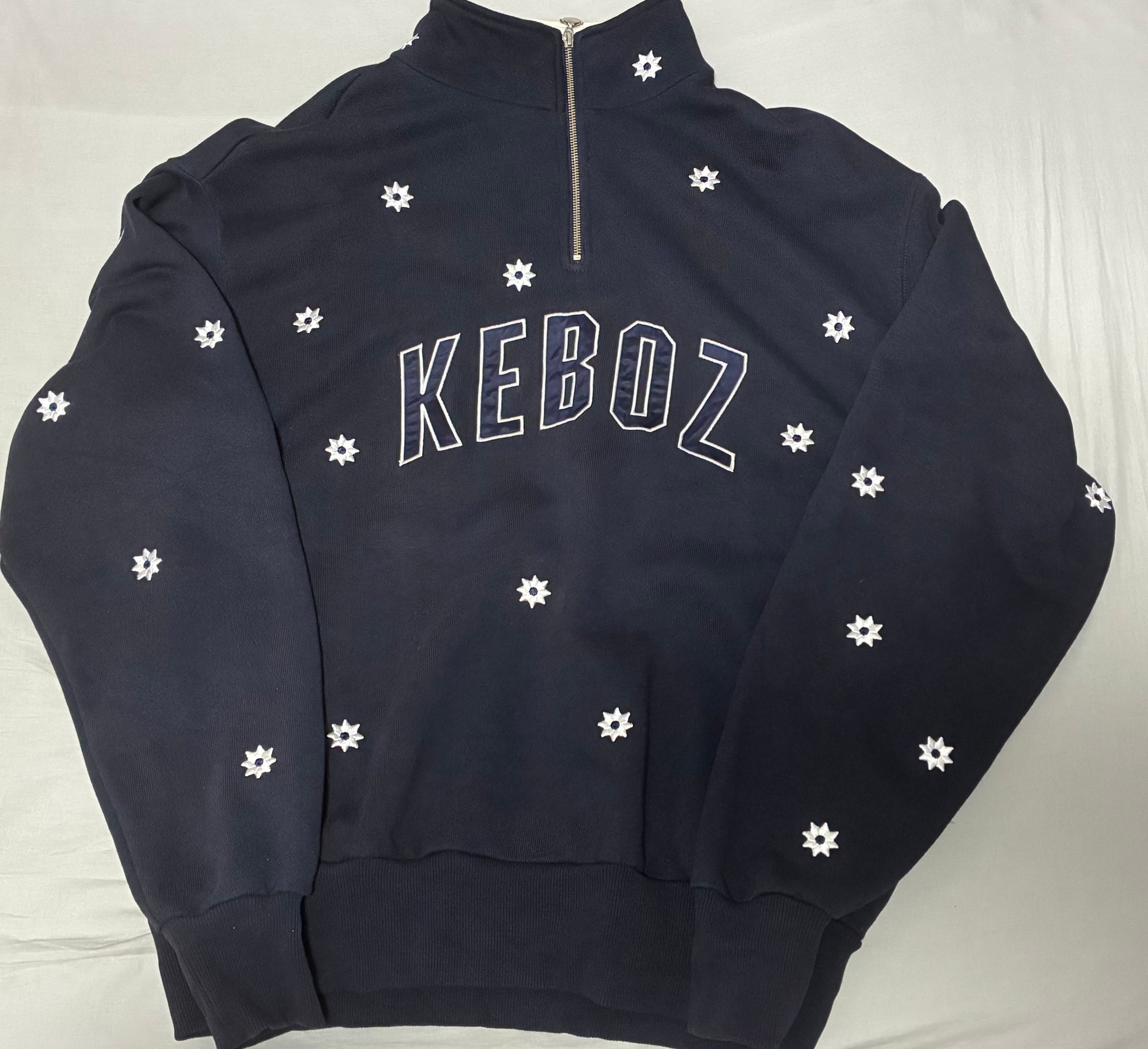KEBOZ×NICK GEAR×FREAK’S STORE Flower&Arch Logo HALFZIP SWEAT NAVY