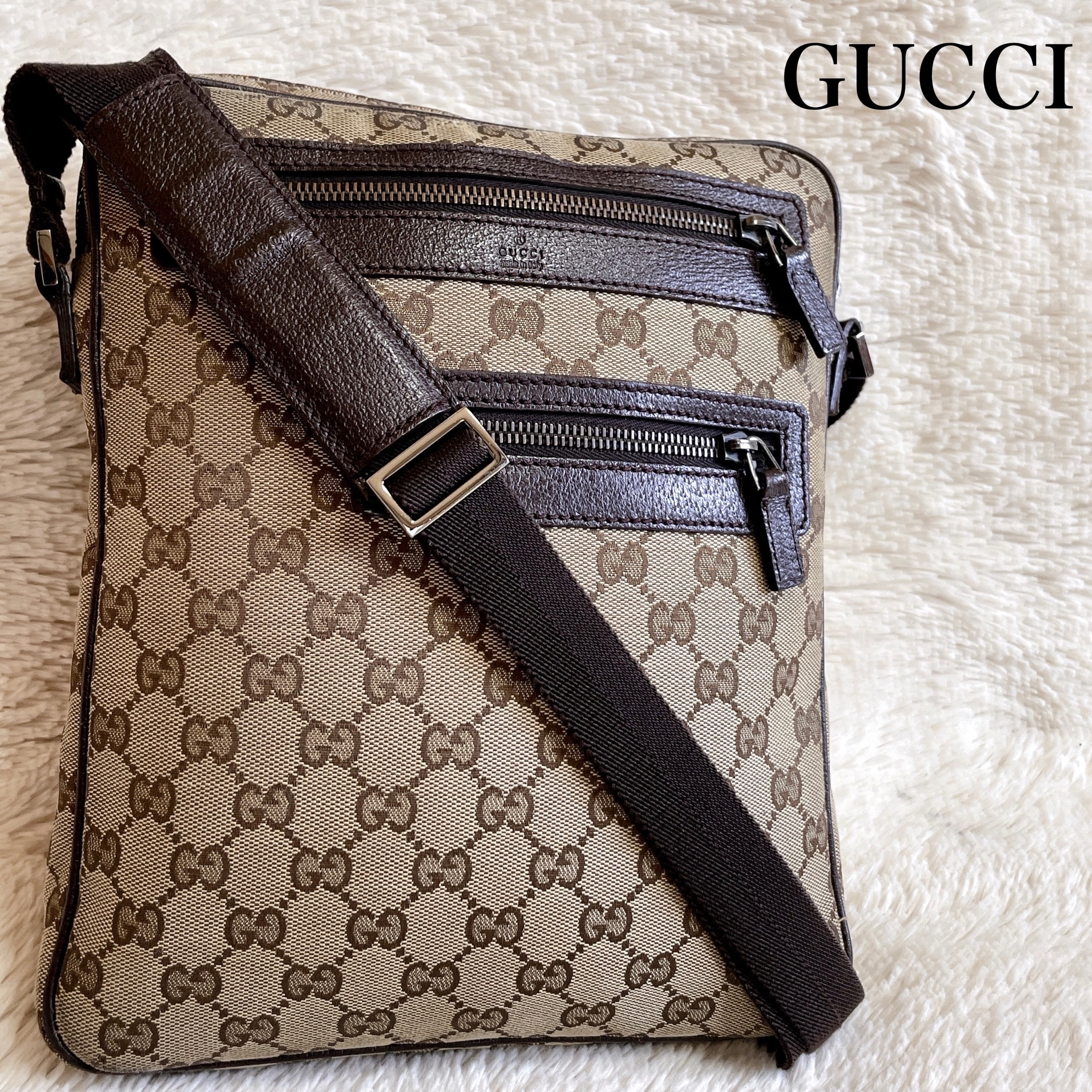 GUCCI GG Canvas Shoulder Bag "Beige"