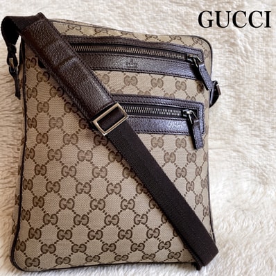 GUCCI GG Canvas Shoulder Bag "Beige"