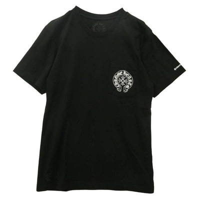 CHROME HEARTS クロムハーツ(原本無) HORSESHOE S/S TEE ホースシュー プリント ポケット 半袖 Tシャツ カットソー ブラック系 M【中古】