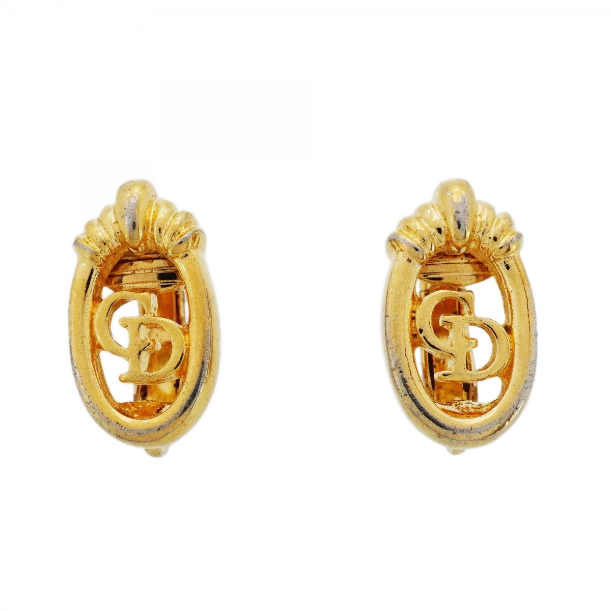 ★SALE【6jcb0829-k】クリスチャンディオール イヤリング CDロゴ GPメッキ ゴールド【中古】レディース